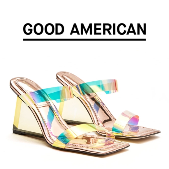 New! GOOD AMERICAN - CINDER-F*CKING-RELLA WEDGE - Rainbow001 - Size 10 - Picture 4 of 6